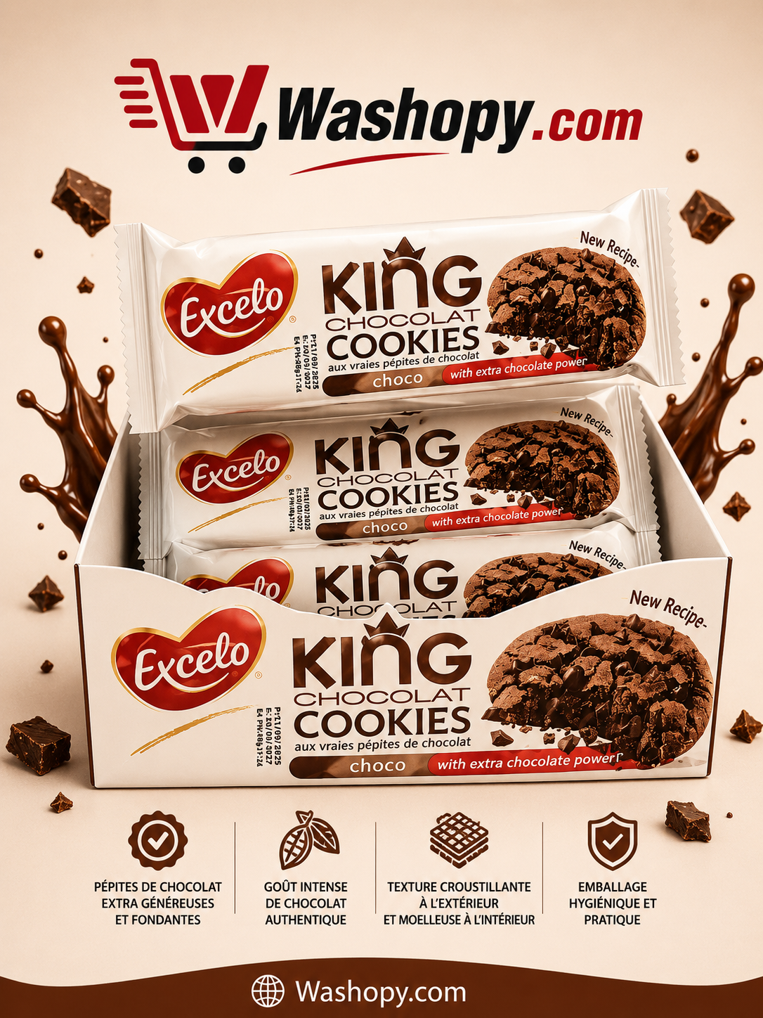 King Chocolat Cookies – Cookies Riches en Chocolat